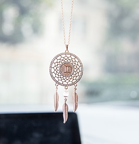 Mini Zodiac Capricorn Sign Dream Catcher Car Charm Rear View Mirror Accessories, Boltz Boho Dangling Feather Tassel Bead Pendant Constellation Ornament Wall Hanging Home Decoration (Gemini) #TOP2