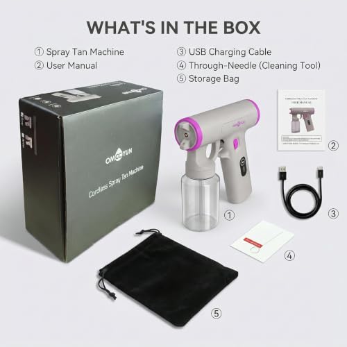 Image of Cordless Spray Tan Machine, Rechargeable Handheld Spray Tan Gun with USB-C Charging, 55W Brushless Motor, Adjustable Vertical & Horizontal Spray Pattern, Portable Self Tanner for Home, Travel & Salon