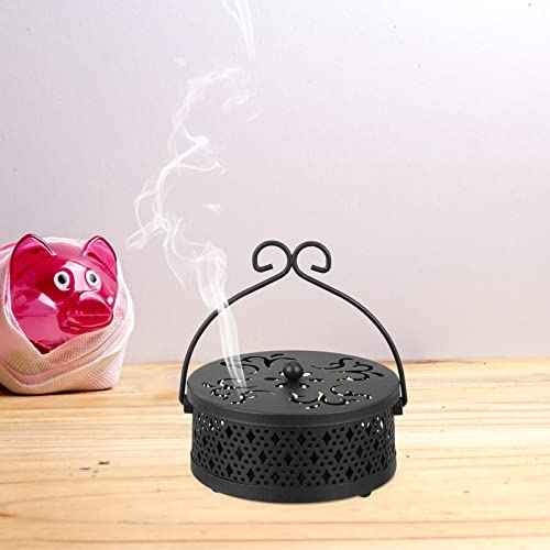 Homsfou 2Pcs Iron Coil Holder With Handle Retro Incense Burner Holder For Indoor Outdoor Camping Use (Black) #TOP1