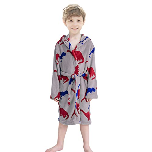 Arctic Paw Kids Girls Children Soft Hooded Bath Cover Up,Red Blue Dino-Grey,M(Ages 4-6) #TOP8
