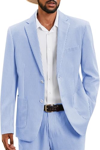 Costume en seersucker rayé 2 pièces pour homme idéal pour l'été