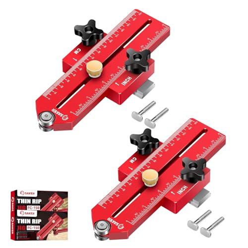 Image of Saker Thin Rip Jig Table Saw Jig Guide, Making Repetitive Narrow Strip Cuts, Fit for 3 /4 inch x 3 /8 inch Slots, for Table Saw Band Saw Router Table(2PCS)