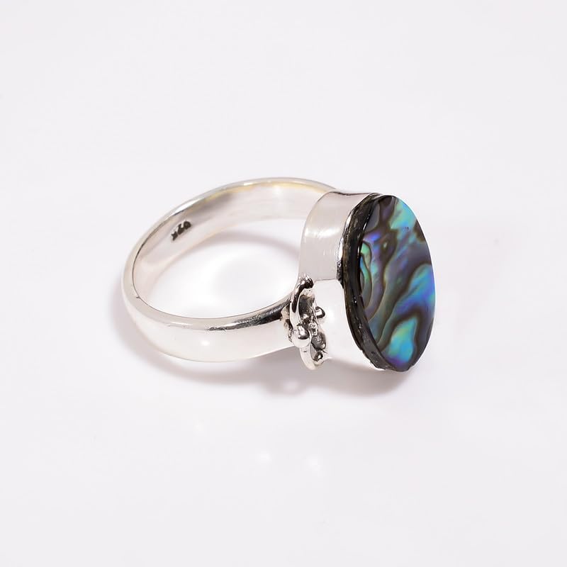 Bague fiançailles argent sterling ormeau ovale contre les bijoux ternes - 4