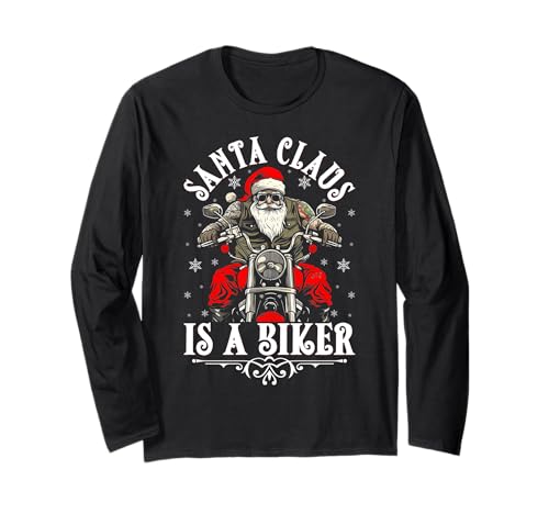 Santa Is A Bike Motorcycle Christmas On Back Ugly Sweater