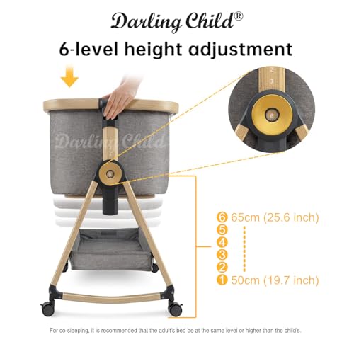 image for Darling Child Baby Bassinet with Wheels, Portable Crib for Newborn Bab