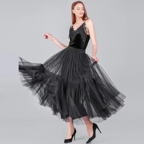 Runway Luxury Soft Tulle Skirt Hand-made Maxi Long Pleated Skirts Womens Vintage Petticoat Voile3