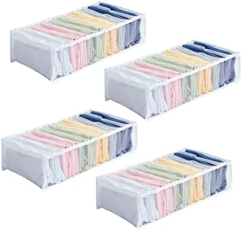 Kit 4 Colmeia Organizadora de Camisetas Cristal Premium M - Organizador de Gaveta e Guarda Roupa 10 Nichos