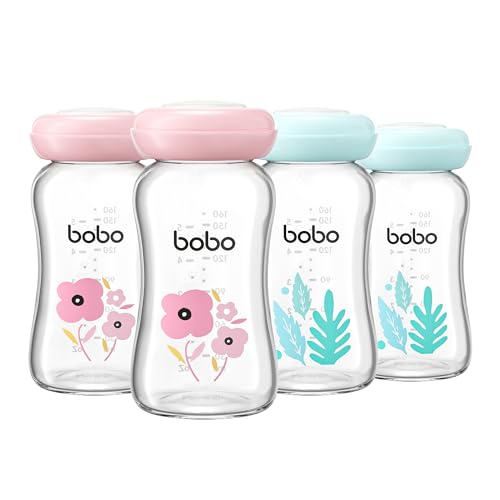 Image of YOHKOH Glass Breast Milk Storage Bottles - 100% Leak-Proof, BPA-Free Breastmilk Storage Containers, Freezer & Dishwasher Safe, Ideal for Nursing Mothers (Multicolor, 5.4oz (Pack of 4))