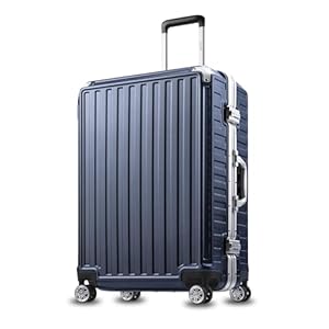 LUGGEX 26 Inch Luggage with Aluminum Frame, 72L Polycarbonate Zipperless Checked Luggage, Hard Shell Suitcase 4 Metal Corner (Navy Blue)