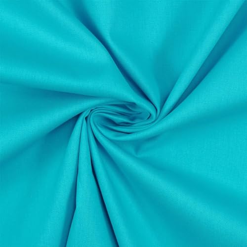 Baumwollstoff Popeline, 100% Baumwolle, Stoff zum Nähen, uni helltürkis (Länge am Stück: ab 50cm / Breite: 148cm)