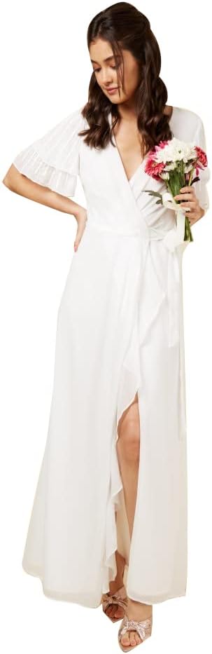Little MistressWomen's Little Mistress Women's Ambrose Bridal Ivory Embellished Wrap Maxi Dress Dress (pack of 1)