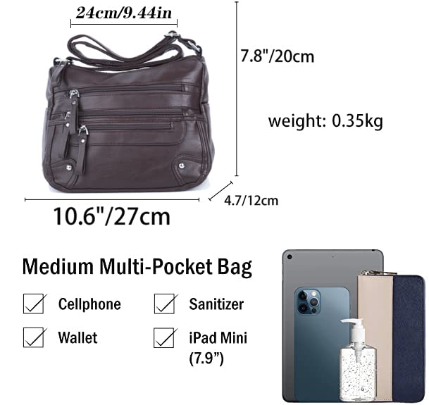 Image of ELDA 10 Pockets Crossbody Purses for Women Medium Pocketbooks Lightweight Ladies Satchel Bag Multi Pocket Shoulder Handbag
