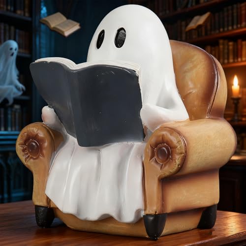 PAJH Ghost Reading Book Figurines Ghost Decor, Book Lovers Gifts for Readers Women Housewarming...