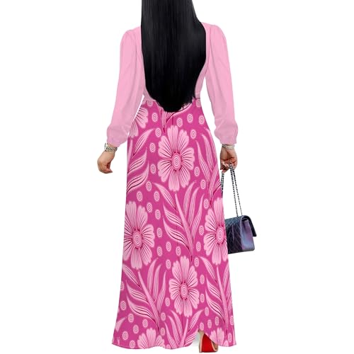Image of PinkPatty Women's Long Sleeve Maxi Dress Plus Size Trendy Wedding Guest Wrap Dress with Pockets&Belt