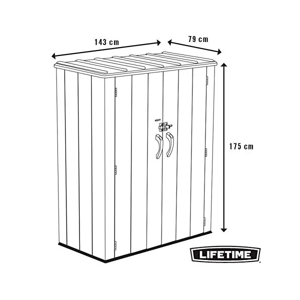 Lifetime Gartenschrank & Geräteschrank | 70x136x172 cm Grau Kunststoff | Aufbewahrungsbox für Gartenutensilien – Bild 8