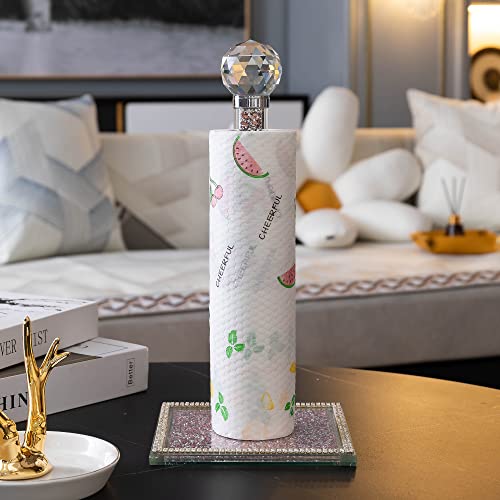 Hochance Pink Crystal Standing Paper Towel Roll Holder Countertop Weighted Rack,Glam Cute Bling Rhinestone Jeweled Diamonds Modern Decoration Christmas Housewarming Gifts For Kitchen Home Bar #TOP1