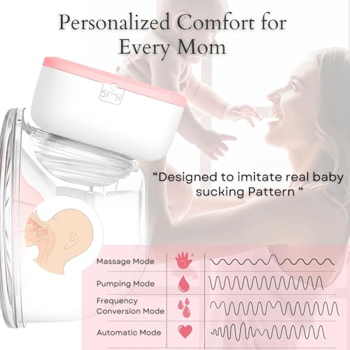 Image of MISK Wearable Electric Breast Pump For Feeding Mothers, 4 Modes & 12 Levels, Automatic & Digital Screen, Rechargeable 1200 mAh battery, 210 ML Milk cup, Compact Portable & Skin friendly BPA Free