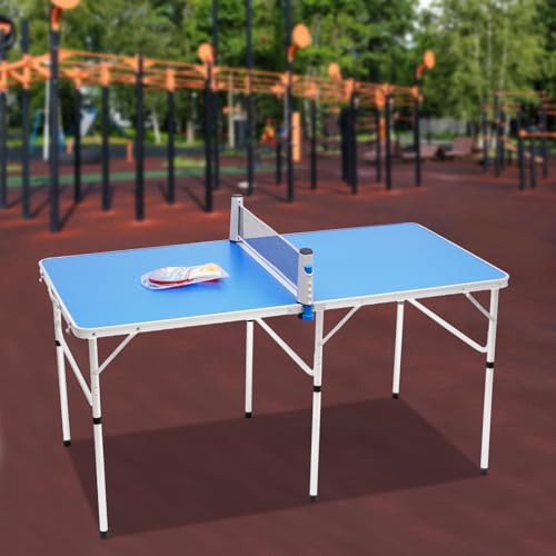 TaNeHaKi Tischtennisplatte Outdoor Klappbar Tischtennistisch Indoor Klappbar Ping Pong Tisch Klappbar 76x76cm Haus Klappbar Tischtennistisch mit Tischtennis-Netz und Schläger – Bild 7