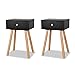 Festnight Set 2 pz Comodini Sospeso Camera da Letto Design Moderno con Cassetta in Legno Massello di Pino Nero/Marrone,Comodino Cameretta,Comodino Porta Ogetti,Comodino Porta Telefono 40x30x61 cm