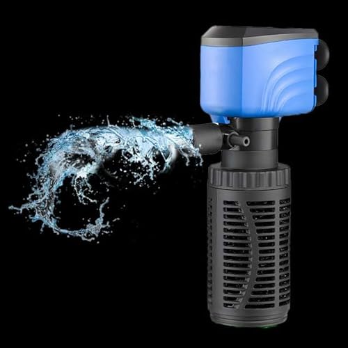 Image of Fish Tank Filter - Silent Internal Aquarium Filter for Clean Water, Air Pump, and Waves - Biochemical Filtration for Healthy Fish and Turtles (6W-600L /H, Black)
