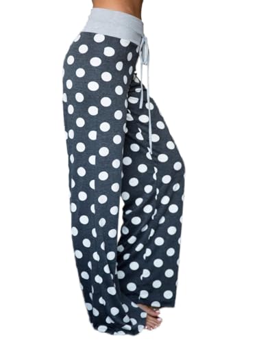 Image of iChunhua Women's Comfy Stretch Floral Print Drawstring Palazzo Wide Leg Lounge Pant