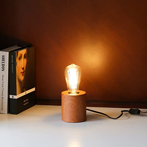 Kunjoulam Industrial Metal Table Lamp Set Of 2, Wood Color Bedside Nightstand Light With Plug In, Modern Short Desk Lamp For Office, Study, Simple E26 Edison Light Bulb Table Lamp Without Bulb #TOP6