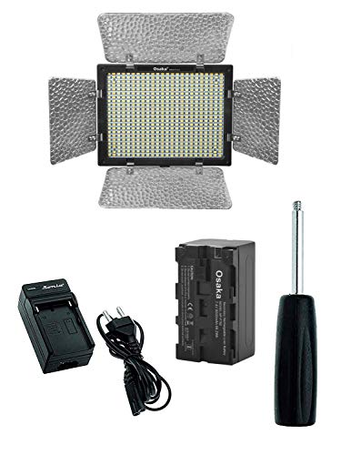 Image of Osaka Bi-Color Dimmable LED Video Light OS 300 Mark III with Battery and Charger for All DSLR and Video Cameras and YouTube Video Shooting