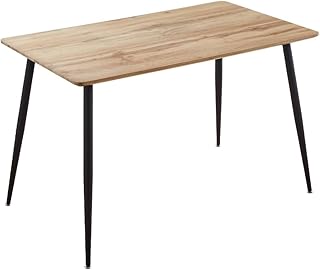 Hallowood Furniture Cullompton Rectangular Small Dining Table, Kitchen Tables for Small Spaces Home, Restaurants & Café, 4-6 Seater Kitchen Table w/Brown Oak Effect Top & Black Metal Legs (120x70cm)