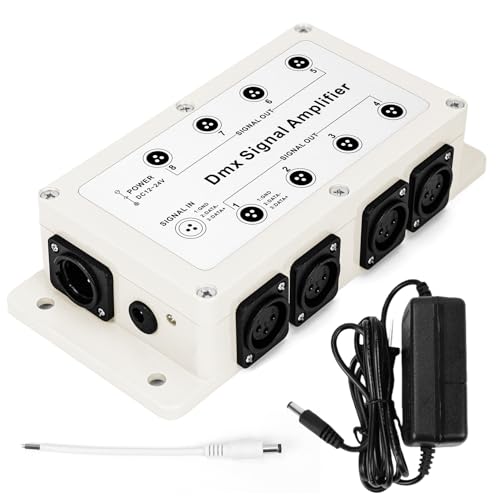 RioRand DMX Splitter Amplifier,8 Channel 3Pin 1 Input 8 Output Opto Isolated DMX512 Signal...