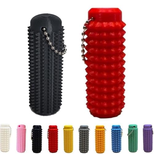 Little Ouchies Fidget, Pocket Mini Fidget Toy, Spiky Grippie Stim Keychain, Venting Key Pendant for Anxiety Relief Positive,Pain Fidget (RED+Black)