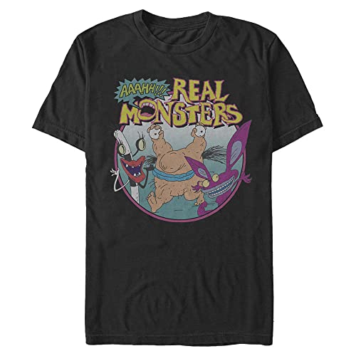 T-shirt Nickelodeon Real Monsters pour homme en coton noir
