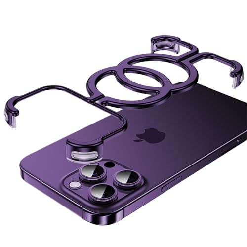 Coque iPhone 16 Pro Max MagSafe en métal évidé 3D violet sans cadre