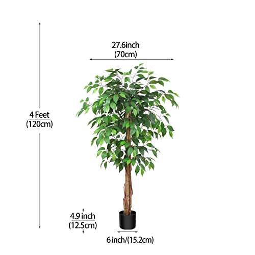 Soguyi 4Ft Ficus Artificial Trees With Realistic Leaves And Trunk, Silk Fake Ficus Tree With Plastic Nursery Pot, Faux Ficus Tree For Office Home Farmhouse For Indoor Outdoor Decor(Set Of 1) #TOP6