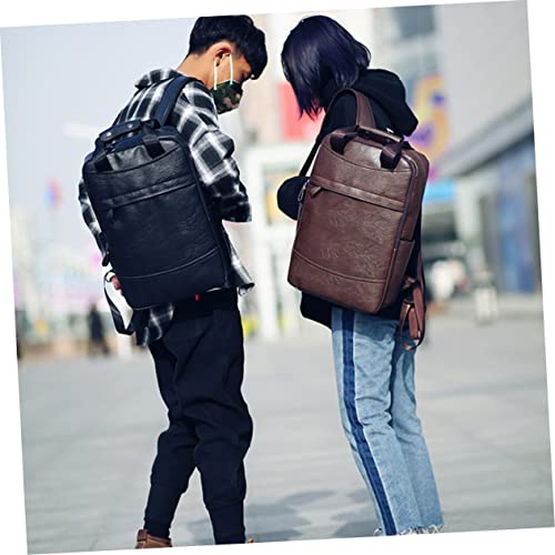Sac à dos cuir PU noir pour étudiant et hommes en déplacements quotidiens