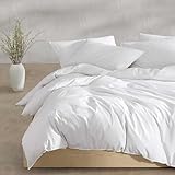 Calvin Klein - Queen Duvet Cover Set, Modern Cotton Washed Percale Bedding with Matching Shams, Cozy Home Decor, Oeko-Tex Certified (Washed Percale White, Queen)