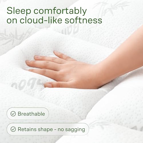 Image of Ultra Soft Twin Size Mattress Topper - Viscose Made from Bamboo Pillow Top Mattress Pad for Back Pain Relief - Naturally Cooling for Hot Sleepers, White