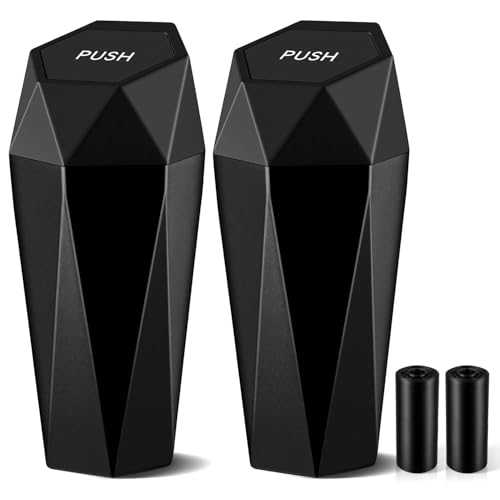 JUSTTOP Car Trash Can with Lid, Diamond Design Small Automatic