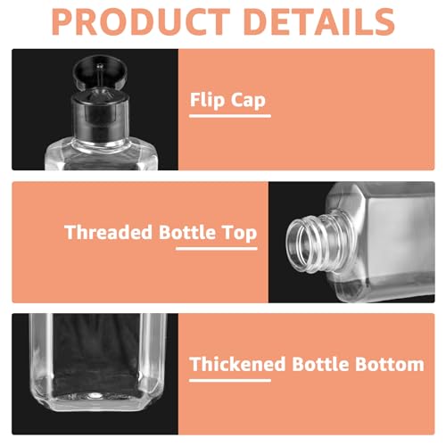100 Pack 2 oz Empty Hand Sanitizer Bottle Plastic Refillable Bottles with Flip Cap Clear Travel Size Bottles Mini Hand Sanitizer Refillable Containers for Shower Gel Face Creams Body Lotions3