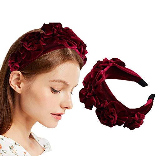 Velvet Headband for Women - Flower Velvet Hairband Fashion Hair Hoop Women Girls Headwear Hair Accessories for Wedding Party