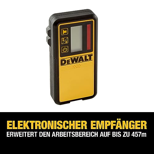 Foto von DEWALT 18V Akku Rotationslaser Rot DCE074D1R (mit einfachem Vertikal-Lot, selbstnivellierender, Arbeitsbereich: 45m (457m mit Empfänger), Genauigkeit: +/-6mm@30m, IP54, inkl. Zubehör & TSTAK Koffer)