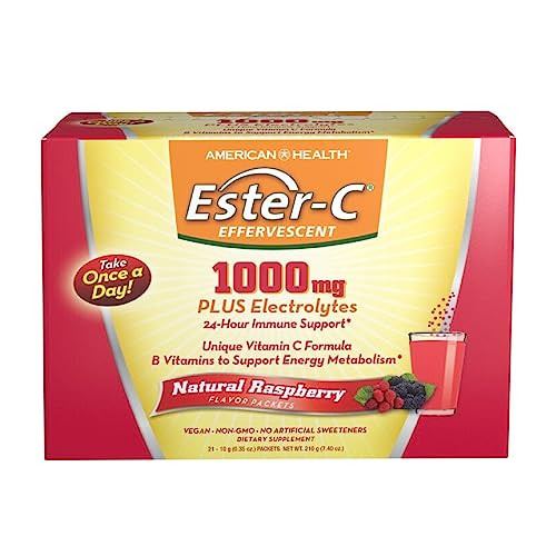 American Health Ester-C 1000 Mg Effervescent Powder Packets, Raspberry, 21 Count American Health Ester-C 1000 Mg Effervescent Powder Packets, Raspberry, 21 Count