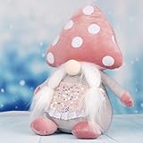 14' Valentine Decorations, Mushroom Gnome Decor, Valentines Gifts for Her, Handmade Scandinavian Stuffed Holiday Gnomes for Home Kitchen Tiered Tray Decorations, Pink