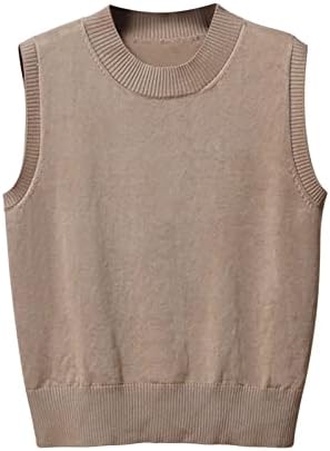 Women's Sweater Vest Classic Crewneck Knitted Pullover Knitwear Tops Sleeveless Warm Comfy Tank Tops