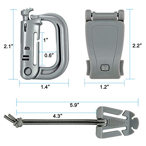 BOOSTEADY Kit of 30 Attachments for Molle Bag Tactical Backpack Vest Belt,D-Ring Grimloc Locking Gear Clip, Web Dominator Elastic Strings, Strap Management Tool Buckle