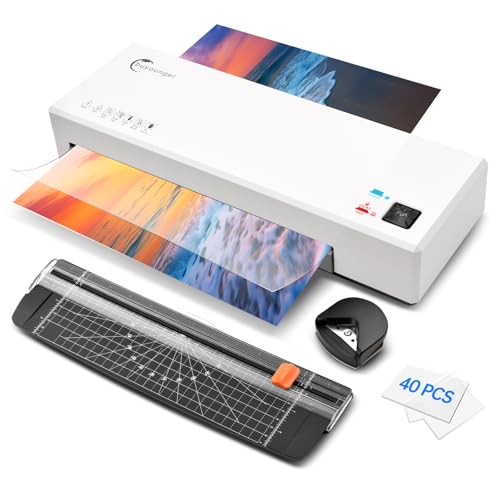 Buyounger Laminator with 40 Pouches, A4 Laminator Machine Thermal and Cold with Paper Trimmer & Corner Rounder, 9 Inches Laminating Machine for Home School Office