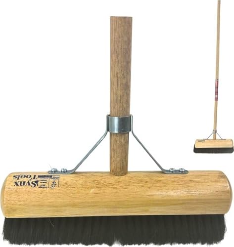 Synx Tools Hallenfeger 30 cm - Pferdehaar/Raumfeger - Weicher 30 cm - Besenstiel - Besen Innen - Besen weich mit Stiel 150 cm