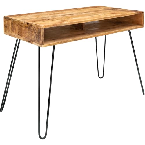 Riess Ambiente Massiver Schreibtisch Scorpion Natur 100cm Mangoholz Hairpin Legs Konsolentisch Holztisch Bürotisch Schminktisch Laptoptisch