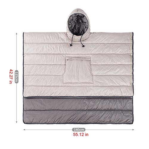 Camp Poncho Sleeping Bag Wearable Hooded Blanket - Envelope Lightweight Thermal Cloak Cape Windproof with Premium Stuff Compression Sack for Backpacking Hiking Hunting Fishing Outdoor Sport by HI SUYI - Image 5