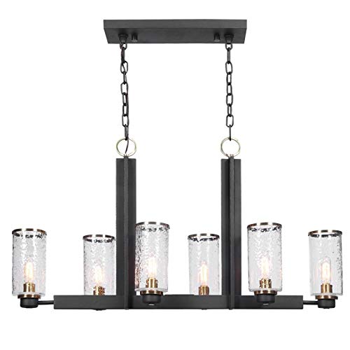 Bowery Hill Modern 6 Light Industrial Island Light in Sanded Black