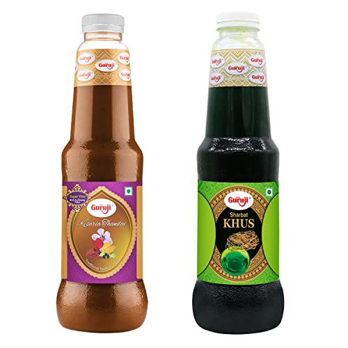 Image of Shree Guruji Sugar-Free Kesaria Thandai Dry Fruit Sharbat & Khus Sharbat Combo Pack Milk Beverage Refreshing for Summer Instant Drink (Sugar Free Thandai+Khus Sharbat)